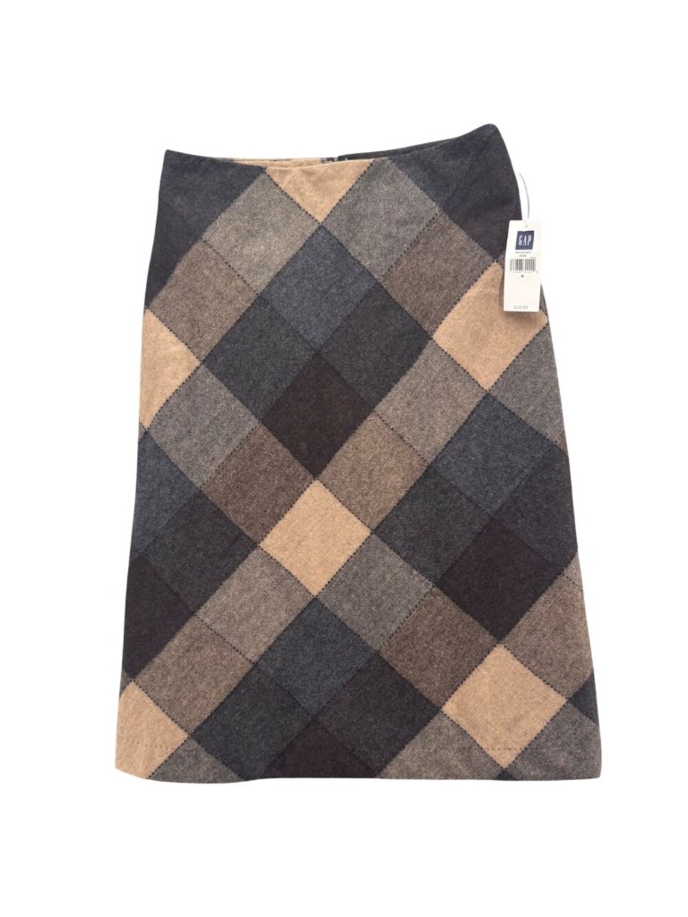 GAP Argyle Pencil Skirt Womens Brown Grey Wool Blend Academia Lined Size 0